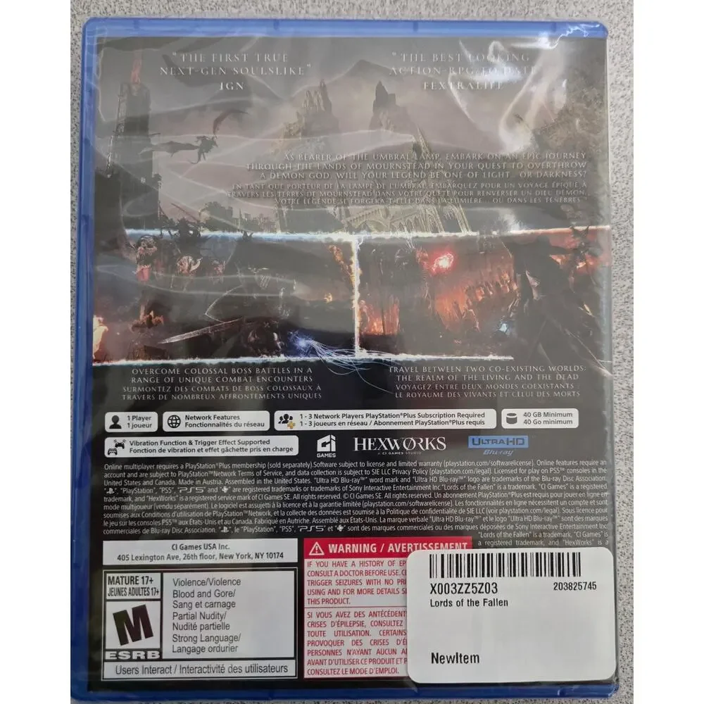 Playstation 5 Lords of The Fallen Game Factory Sealed